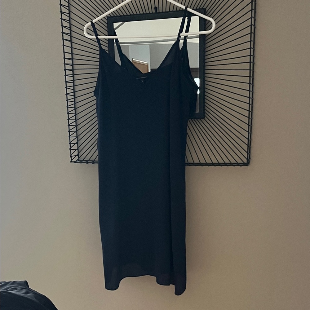 WHBM Simple Navy Silk Slip Dress - Spaghetti Straps size M